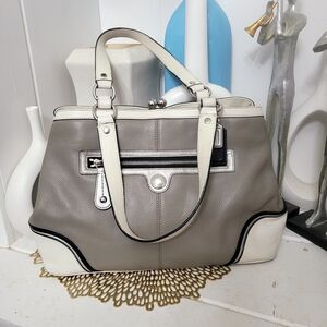Coach Gray and Cream Satchel